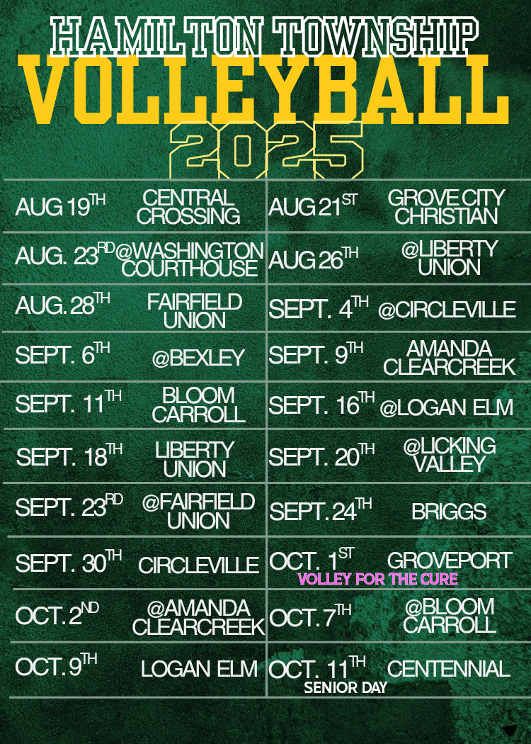 HT Volleyball Schedule |2.5 in x 3.5 in (Fundraiser)